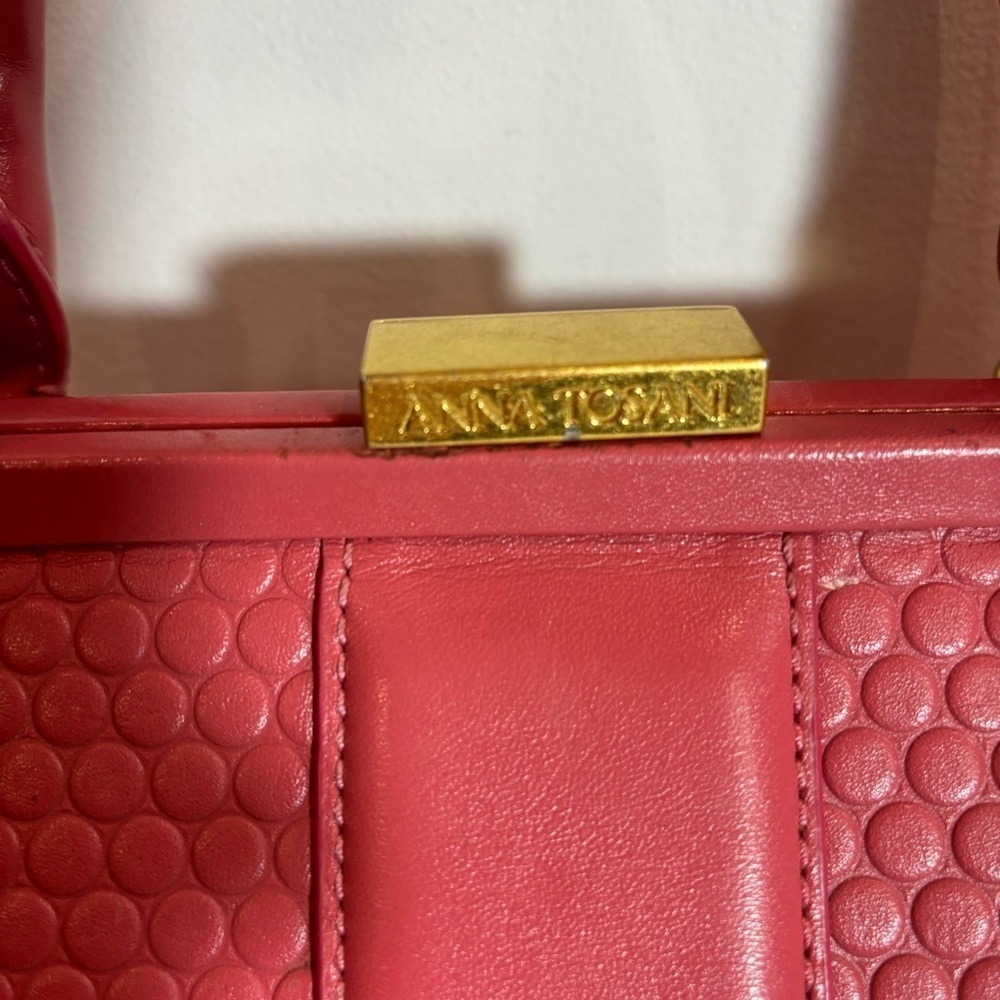 ANNA TOSANI Bubble Gum Pink Satchel Handbag with Many Pockets Main Compartment - Picture 3 of 16